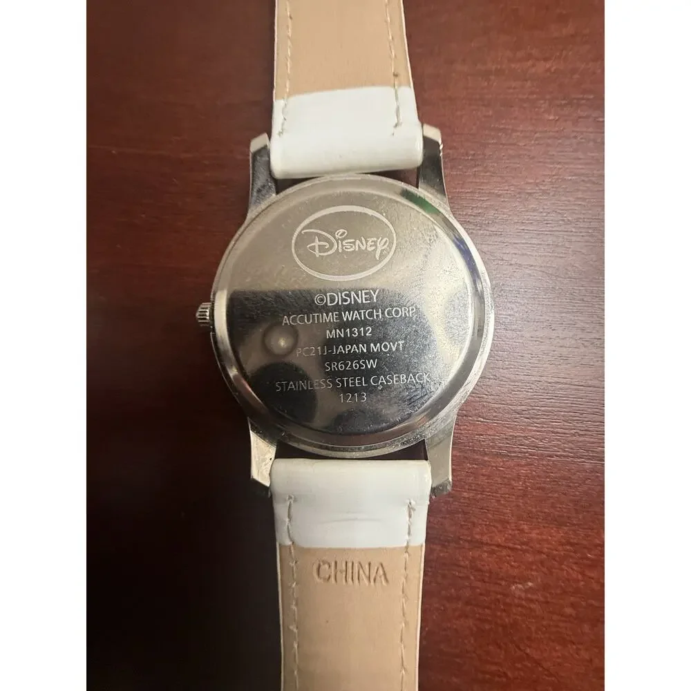 Disney Minnie Watch Accutime Red White Silver Rhinestones‎ BRAND NEW Battery